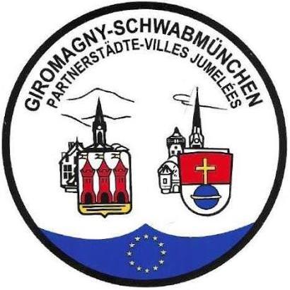 Logo de l'association "Les Amis de Schwabmünchen", illustrant le jumelage entre Giromagny et la ville allemande de Schwabmünchen, symbole d'échanges, d'amitié et de coopération européenne.